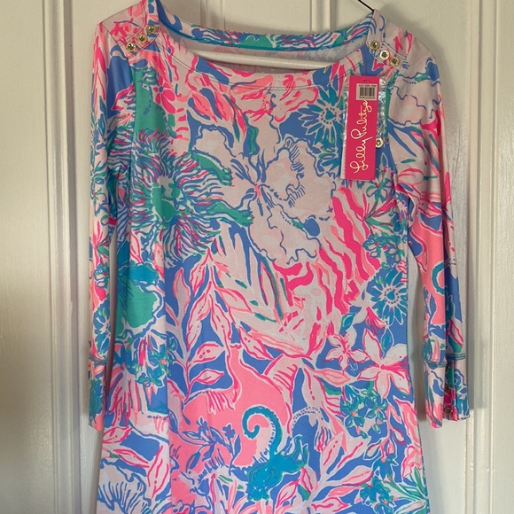 NWT Lilly Pulitzer UPF 50+ Sophie Dress in Blue Peri Viva La Lilly - Picture 3 of 6